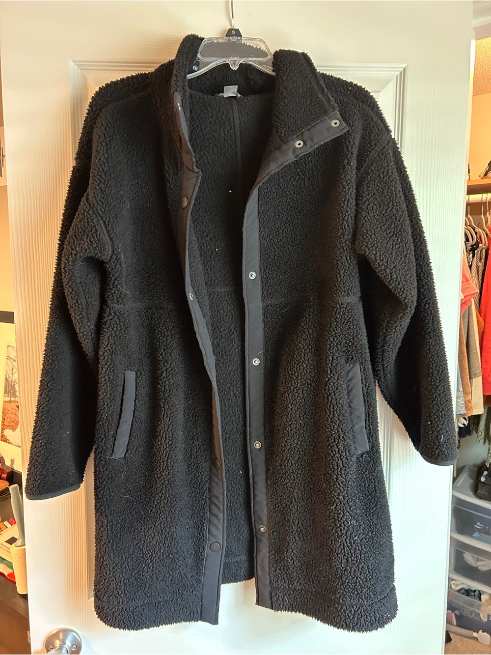 Eddie Bauer Black Sherpa Snap-Front Jacket